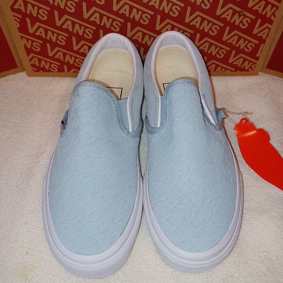 VANS Men's 5/Women's 6.5 Slip On Houndstooth Embossed Suede Winter Sky - Picture 7 of 12